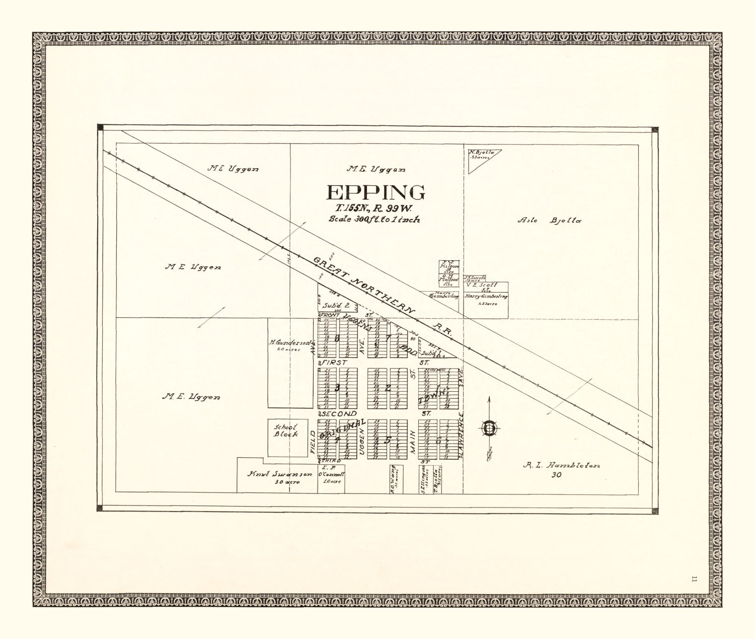 Vintage Map of Epping, North Dakota 1937