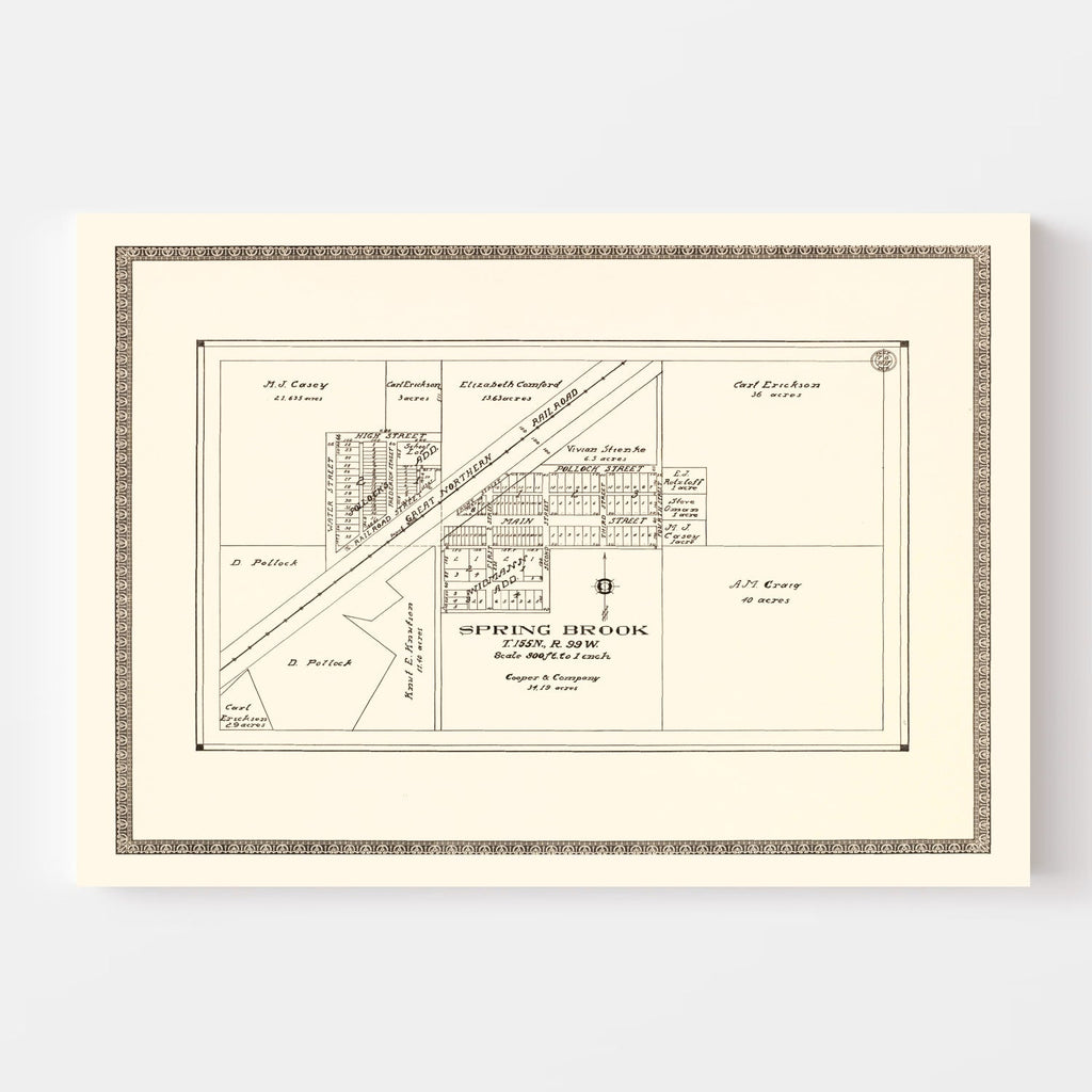 Vintage Map of Spring Brook, North Dakota 1937