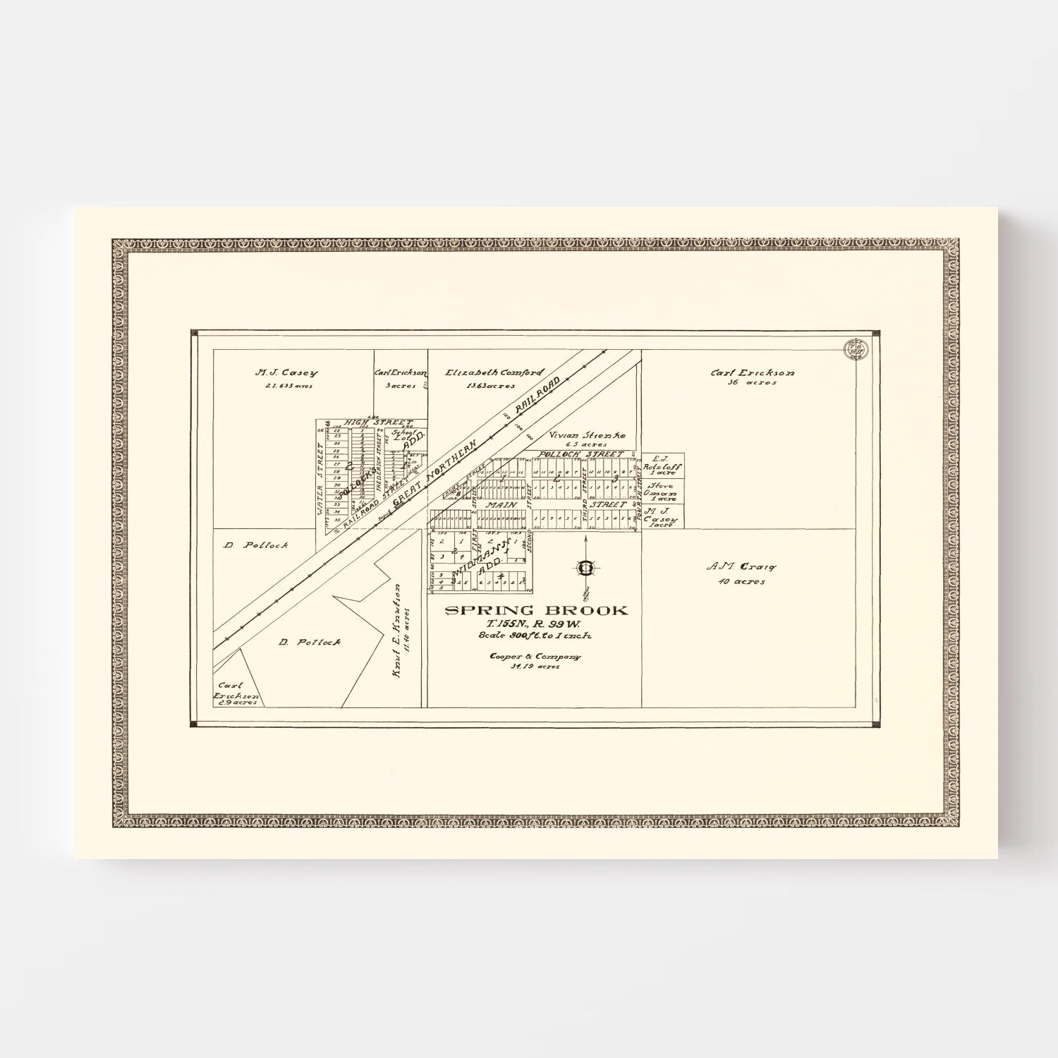 Vintage Map of Spring Brook, North Dakota 1937