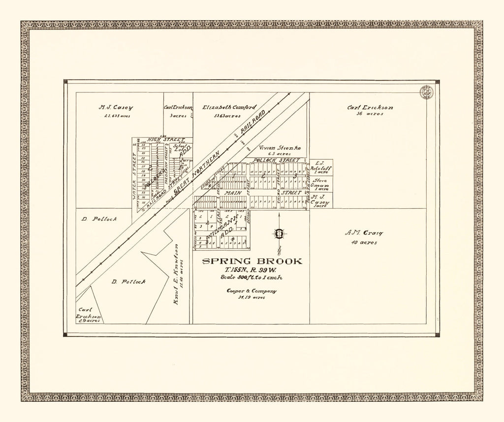 Vintage Map of Spring Brook, North Dakota 1937