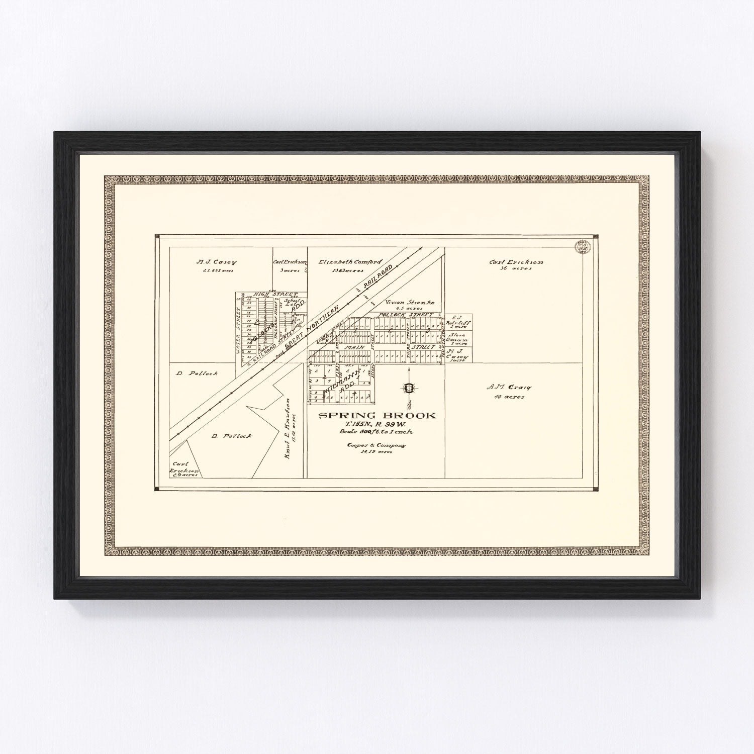 Vintage Map of Spring Brook, North Dakota 1937