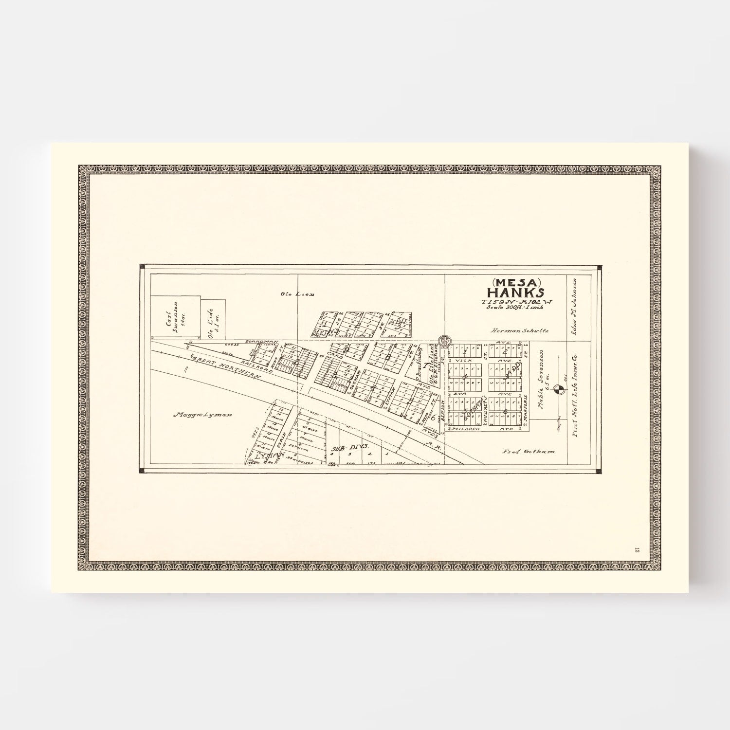 Vintage Map of Hanks, North Dakota 1937