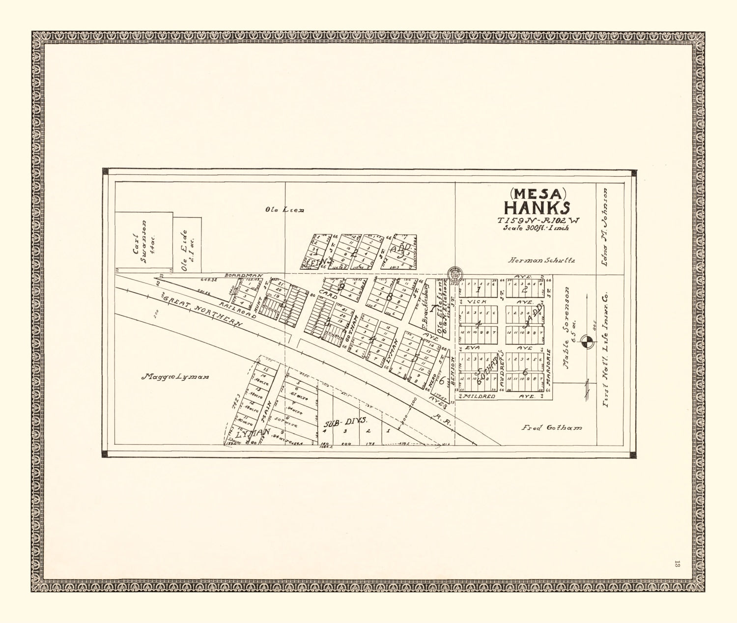 Vintage Map of Hanks, North Dakota 1937