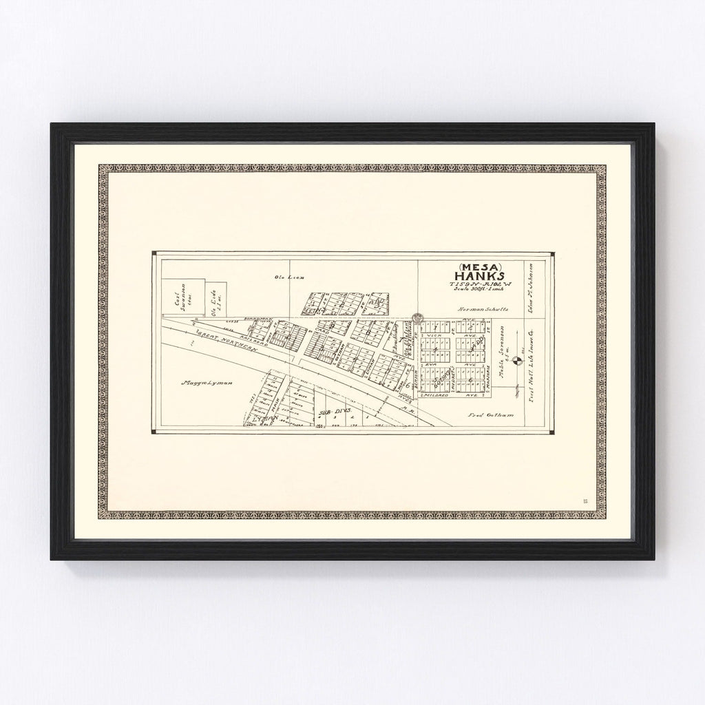 Vintage Map of Hanks, North Dakota 1937