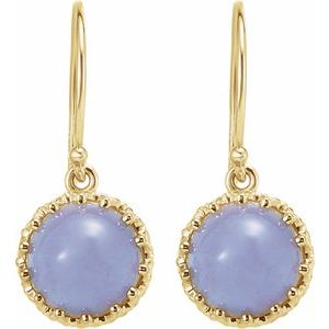 14K Yellow Gold 8 mm Natural Blue Chalcedony Earrings – image 2