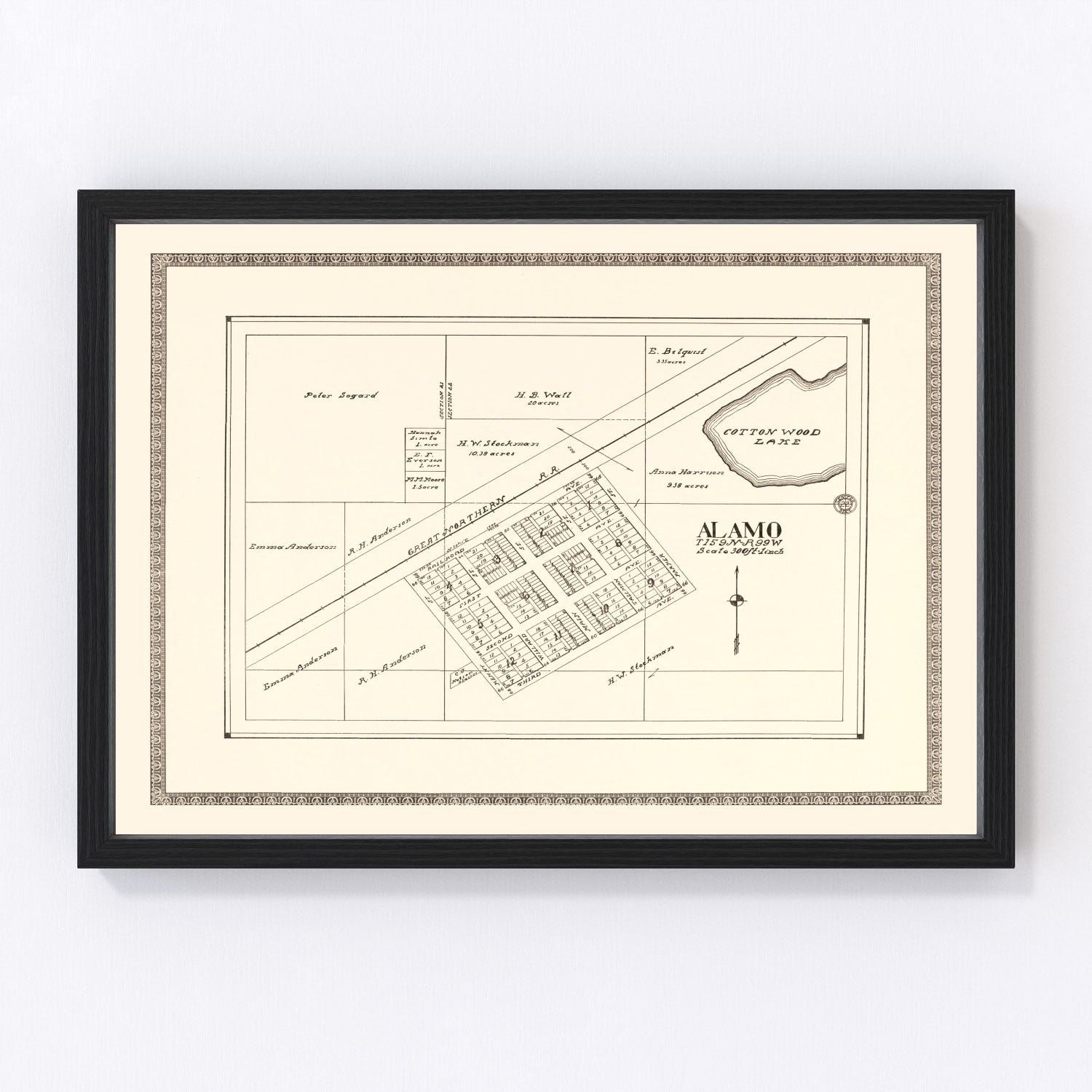 Vintage Map of Alamo, North Dakota 1937