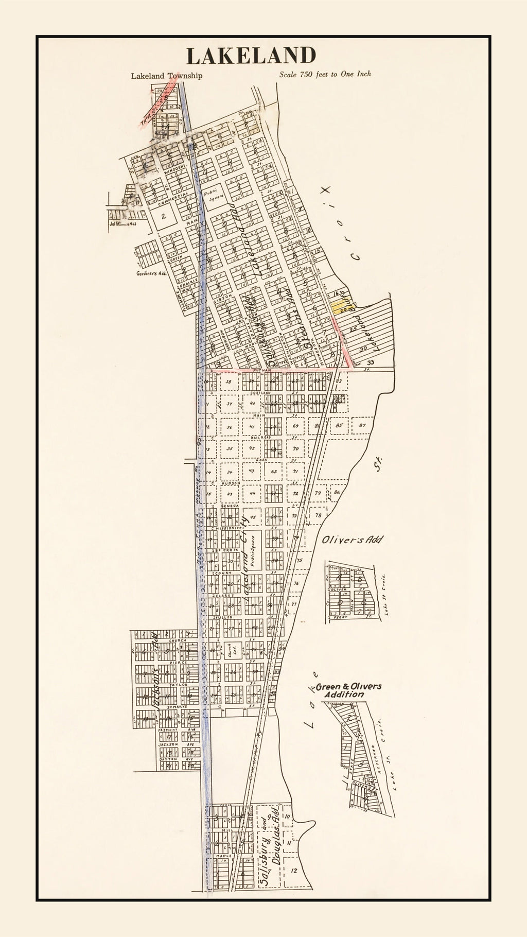 Vintage Map of Lakeland, Minnesota 1938