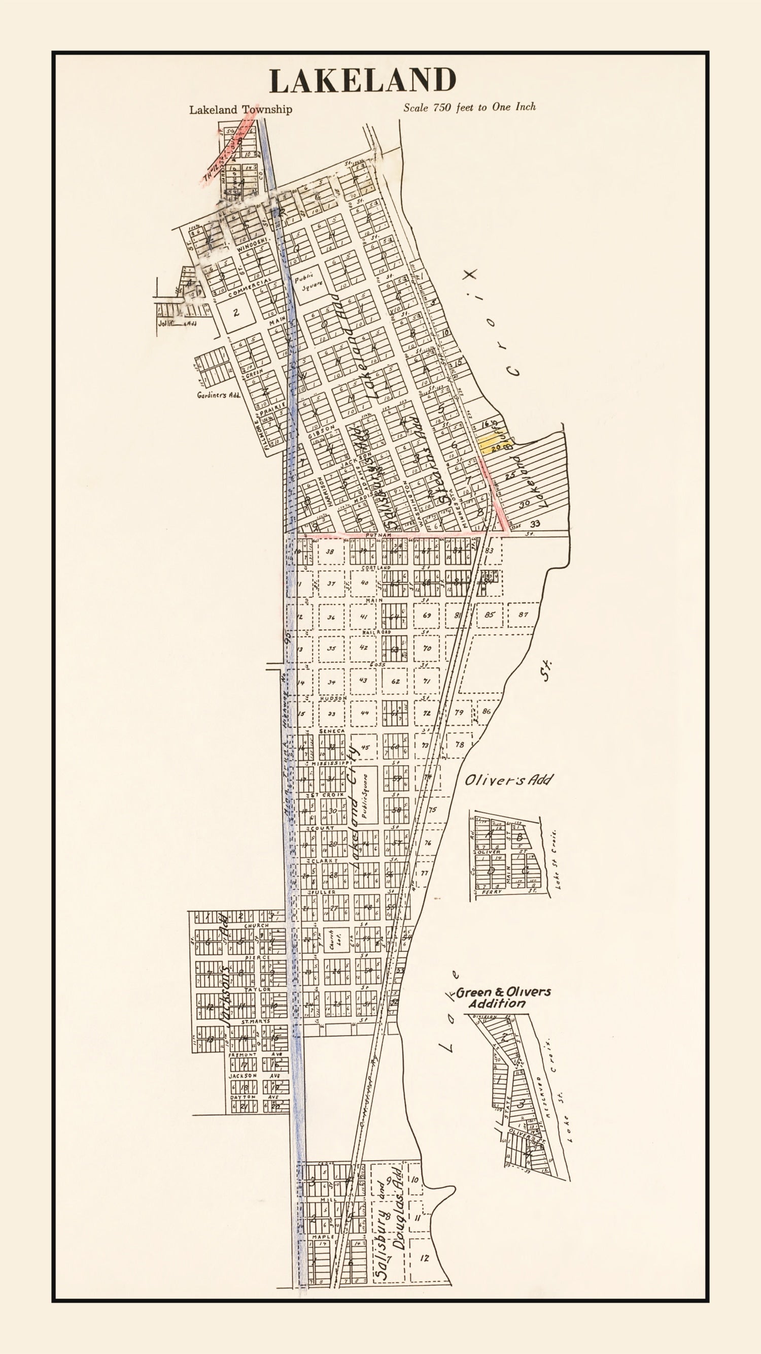 Vintage Map of Lakeland, Minnesota 1938
