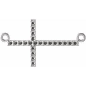 14K White Gold Accented Sideways Cross Necklace Center