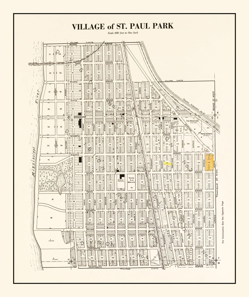 Vintage Map of Saint Paul Park, Minnesota 1938