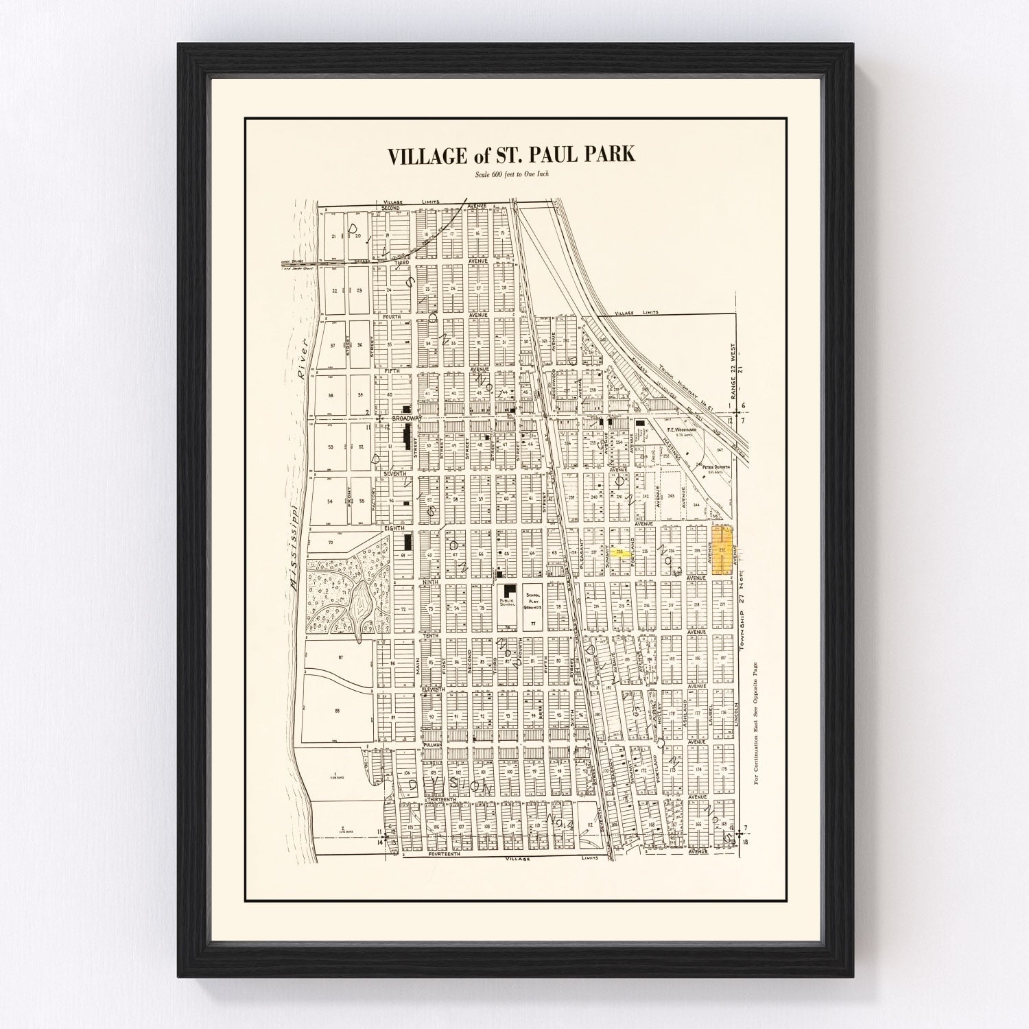 Vintage Map of Saint Paul Park, Minnesota 1938