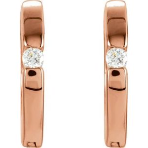 14K Rose Gold .07 CTW Natural Diamond Hoop Earrings – image 2