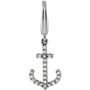 14K White Gold 1/8 CTW Natural Diamond Anchor Charm/Pendant