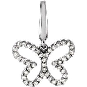 14K White Gold 1/5 CTW Natural Diamond Butterfly Charm/Pendant