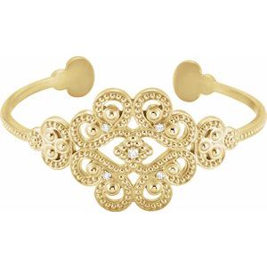 14K Yellow Gold 1/6 CTW Natural Diamond Cuff 7" Bracelet