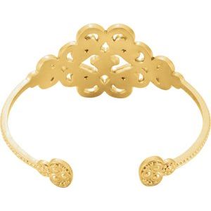 14K Yellow Gold 1/6 CTW Natural Diamond Cuff 7" Bracelet – image 2