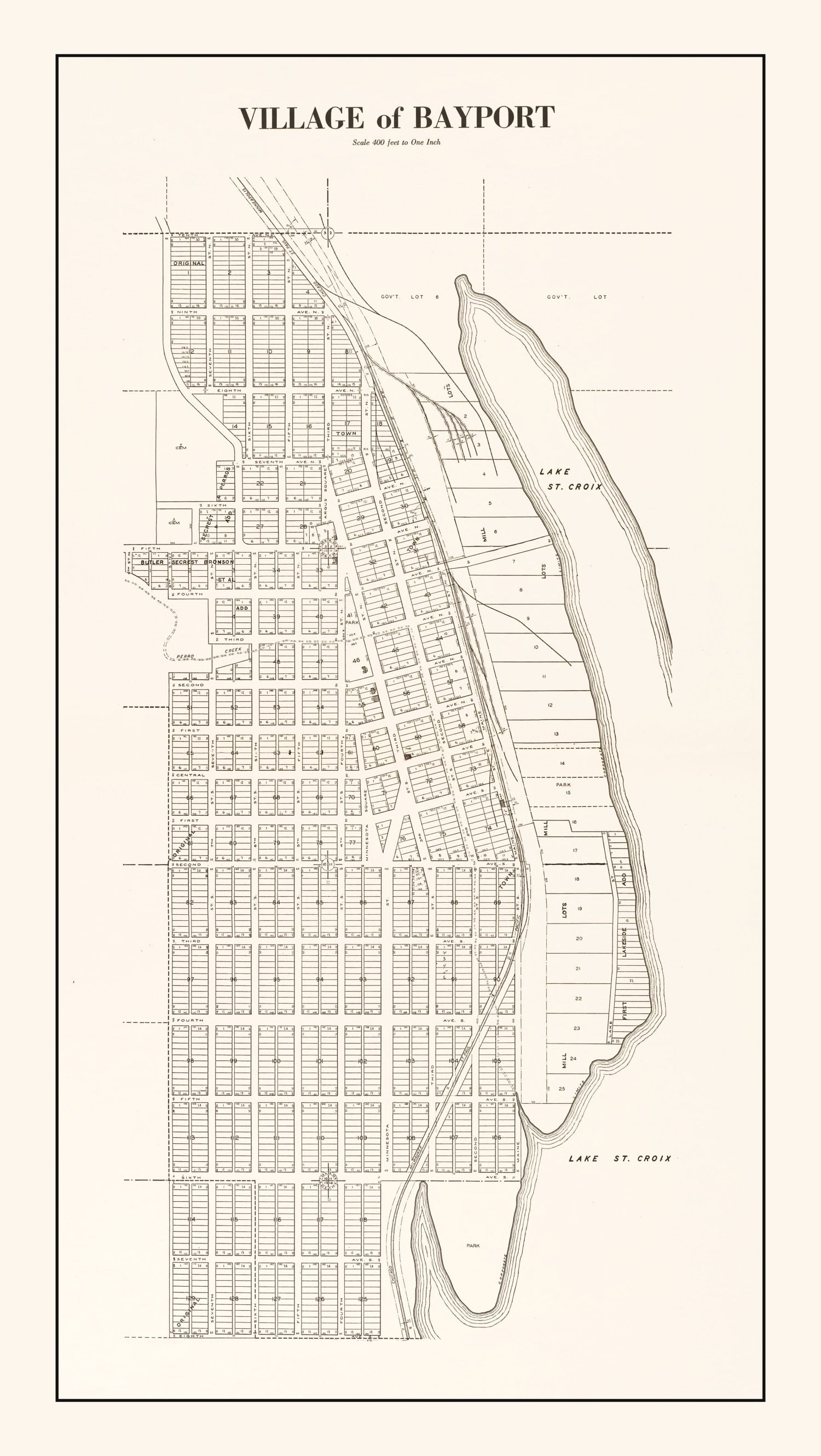Vintage Map of Bayport, Minnesota 1938