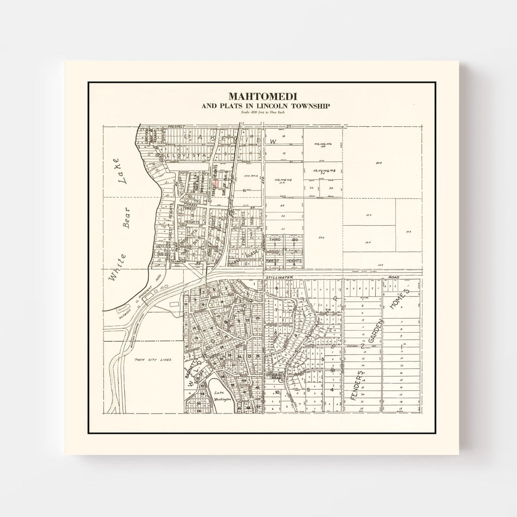 Vintage Map of Mahtomedi, Minnesota 1938