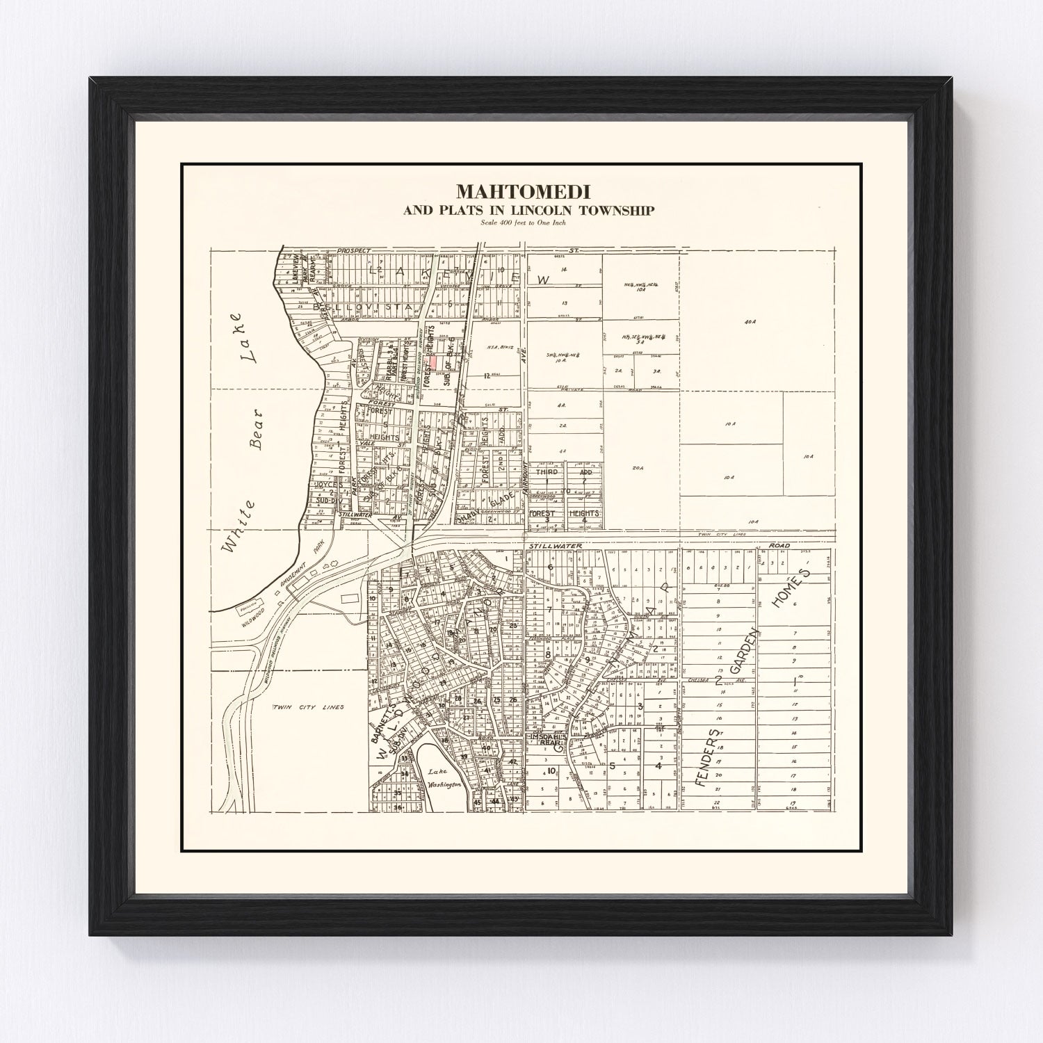 Vintage Map of Mahtomedi, Minnesota 1938