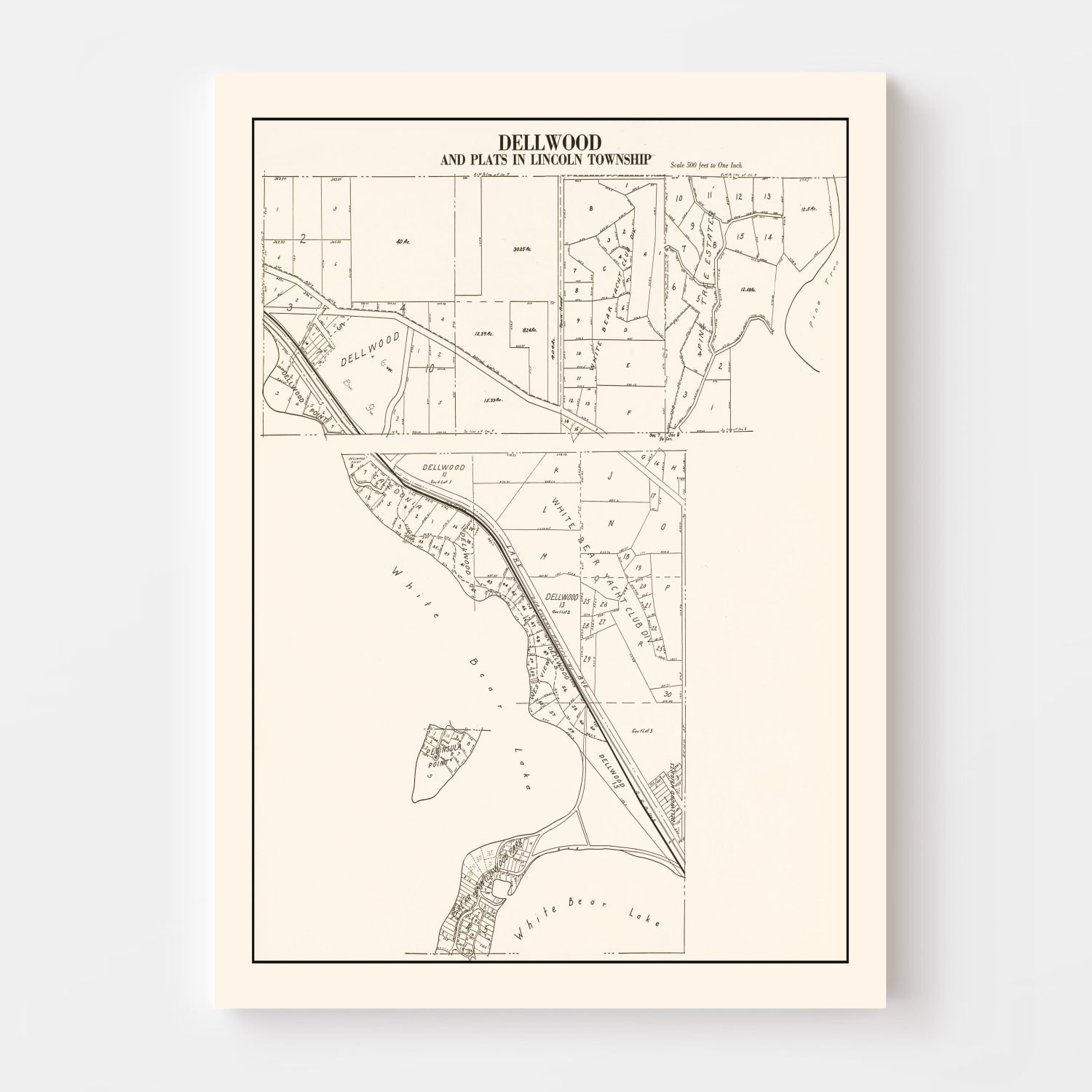 Vintage Map of Dellwood, Minnesota 1938