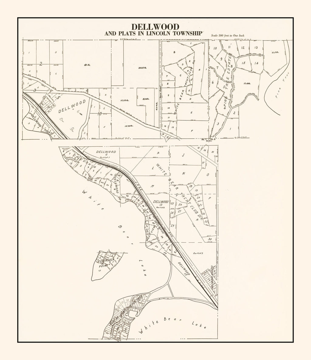 Vintage Map of Dellwood, Minnesota 1938