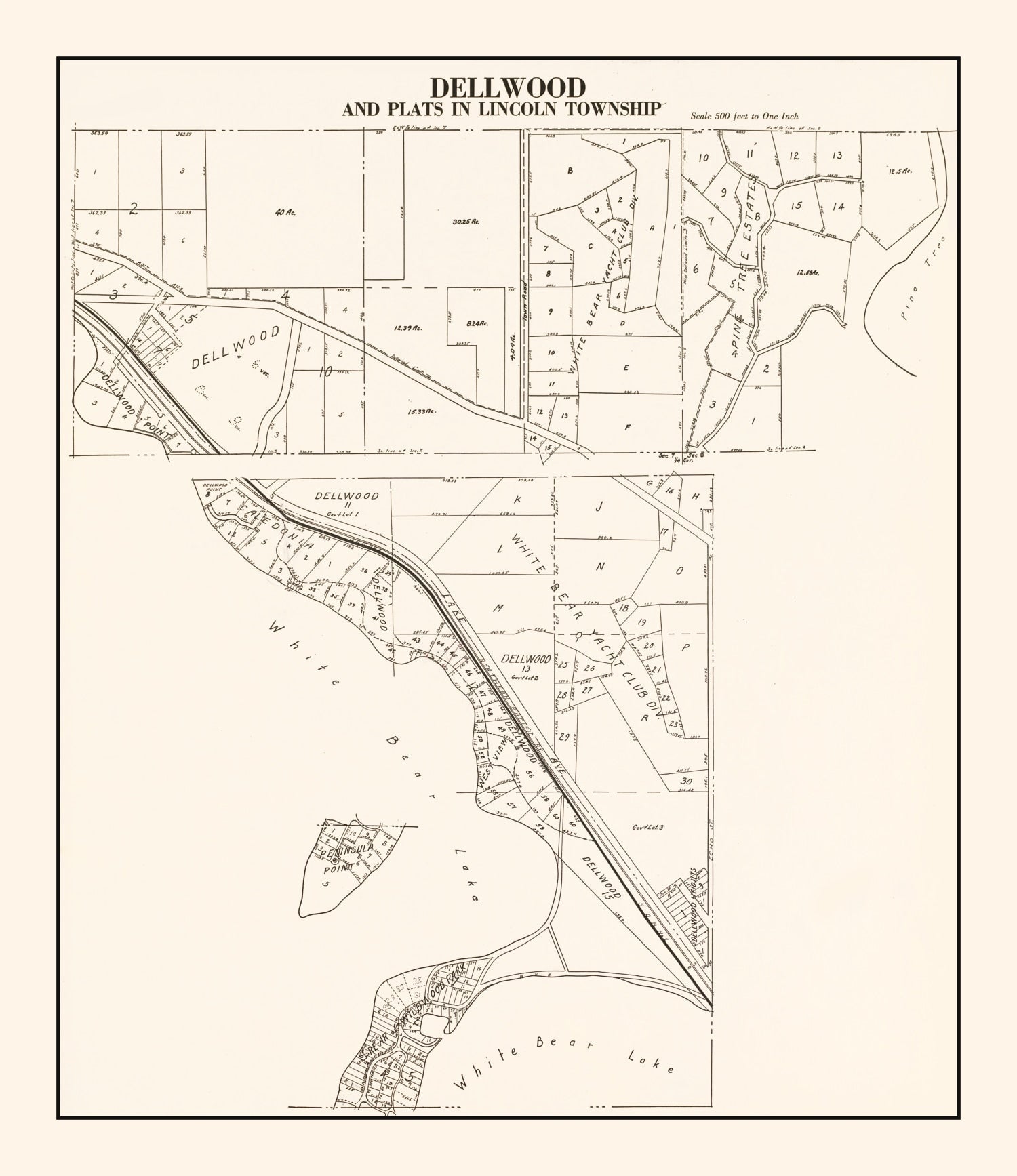 Vintage Map of Dellwood, Minnesota 1938