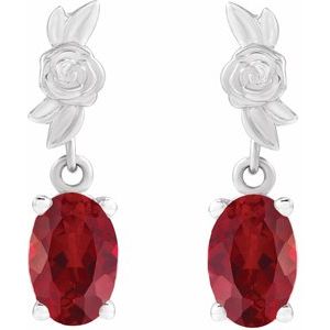 Sterling Silver 7x5 mm Lab-Grown Red Ruby Earrings – image 2