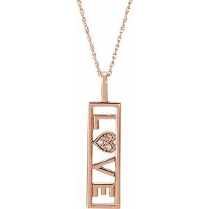 14K Rose Gold .02 CTW Natural Diamond Love 18" Necklace