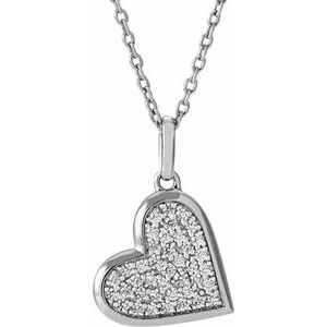 Pavé-Style Heart Necklace or Charm/Pendant