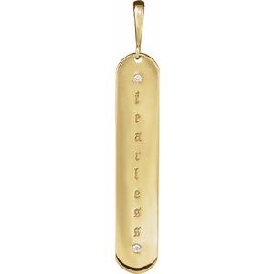 14K Yellow Gold .0075 CTW Natural Diamond Engravable Bar Charm/Pendant