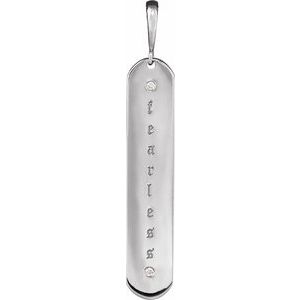 Platinum .0075 CTW Natural Diamond Engravable Bar Charm/Pendant