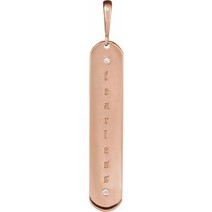 14K Rose Gold .0075 CTW Natural Diamond Engravable Bar Charm/Pendant
