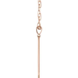14K Rose Gold .0075 CTW Natural Diamond Engravable Bar 18" Necklace