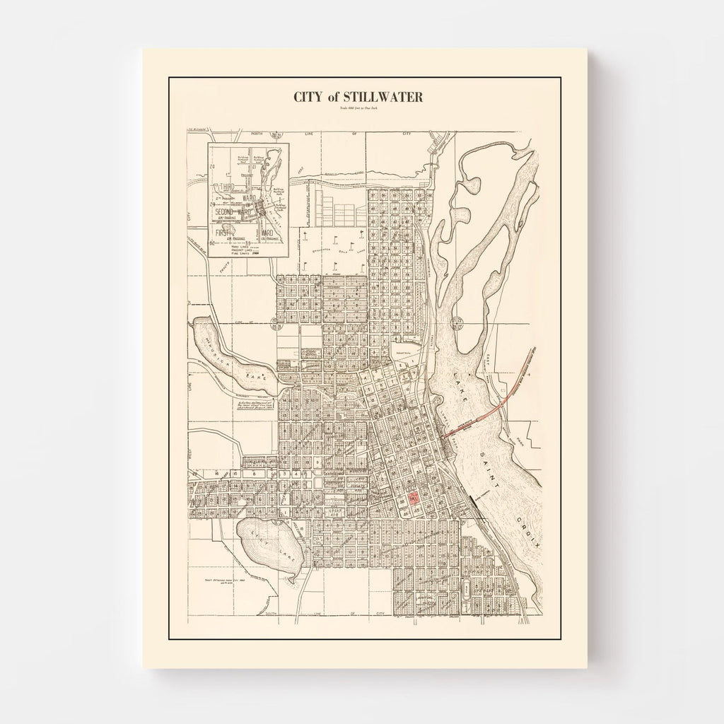 Vintage Map of Stillwater, Minnesota 1938