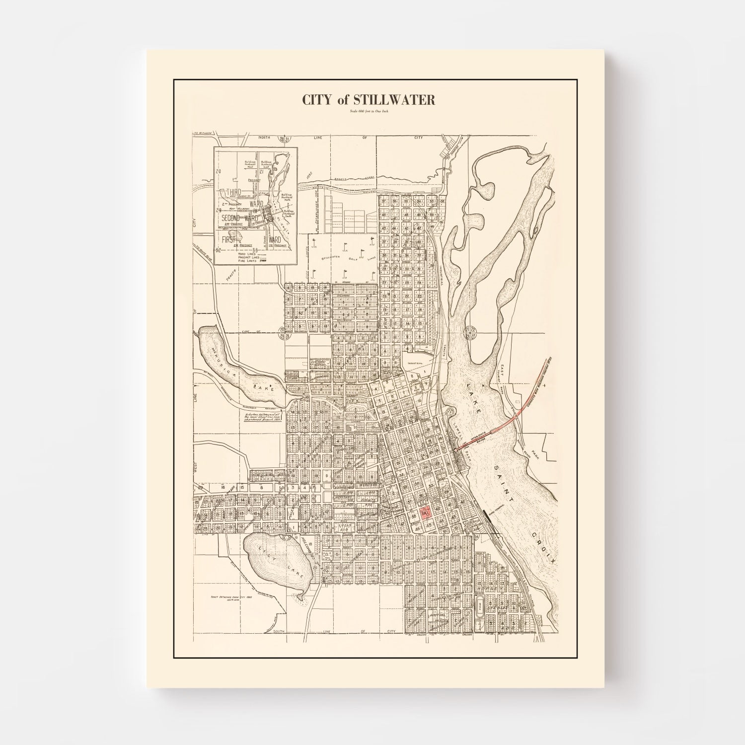 Vintage Map of Stillwater, Minnesota 1938