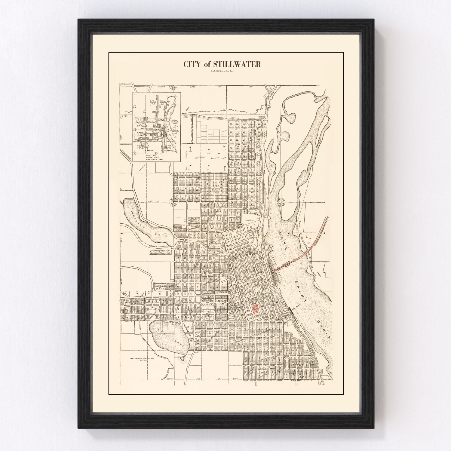 Vintage Map of Stillwater, Minnesota 1938
