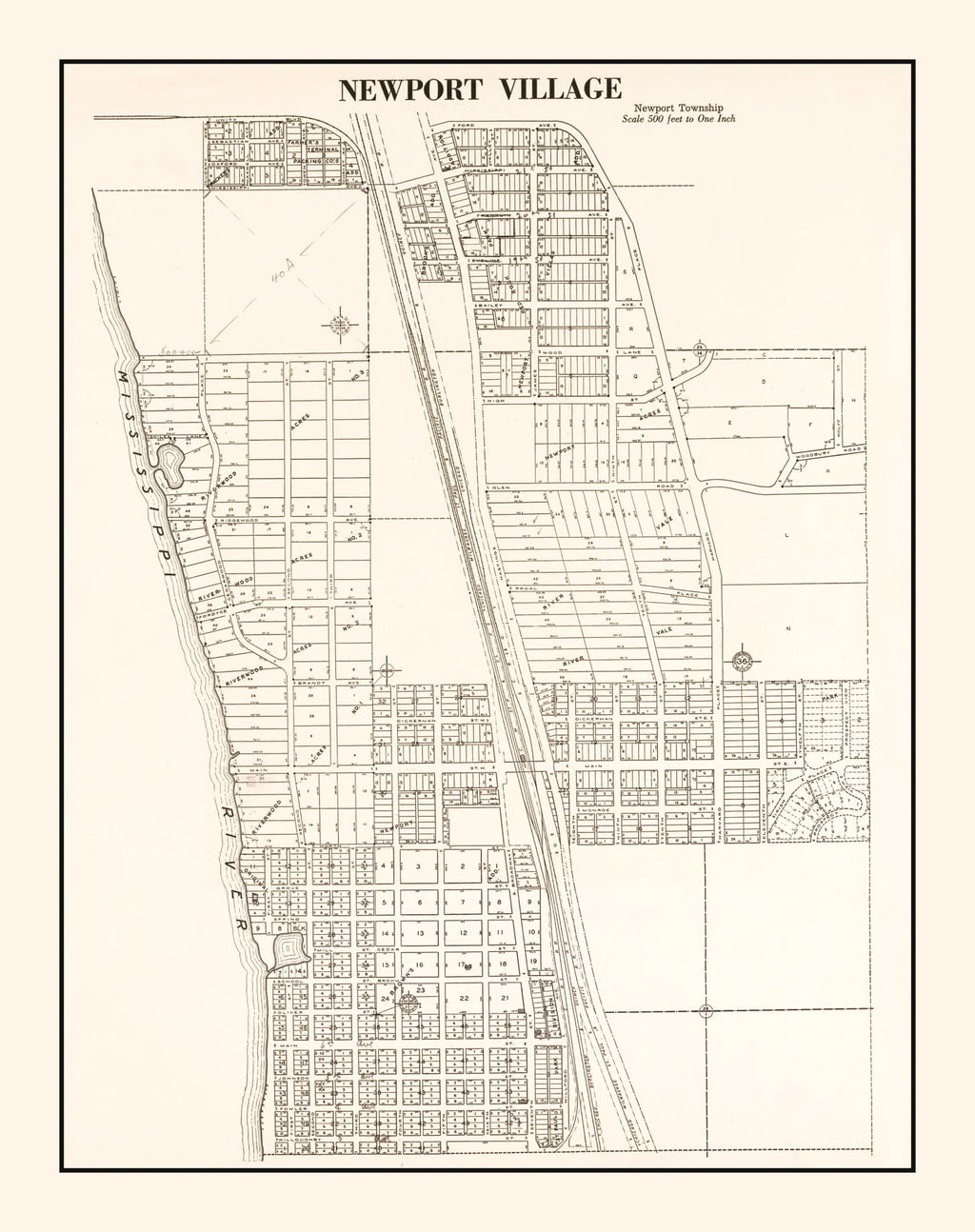 Vintage Map of Newport, Minnesota 1938