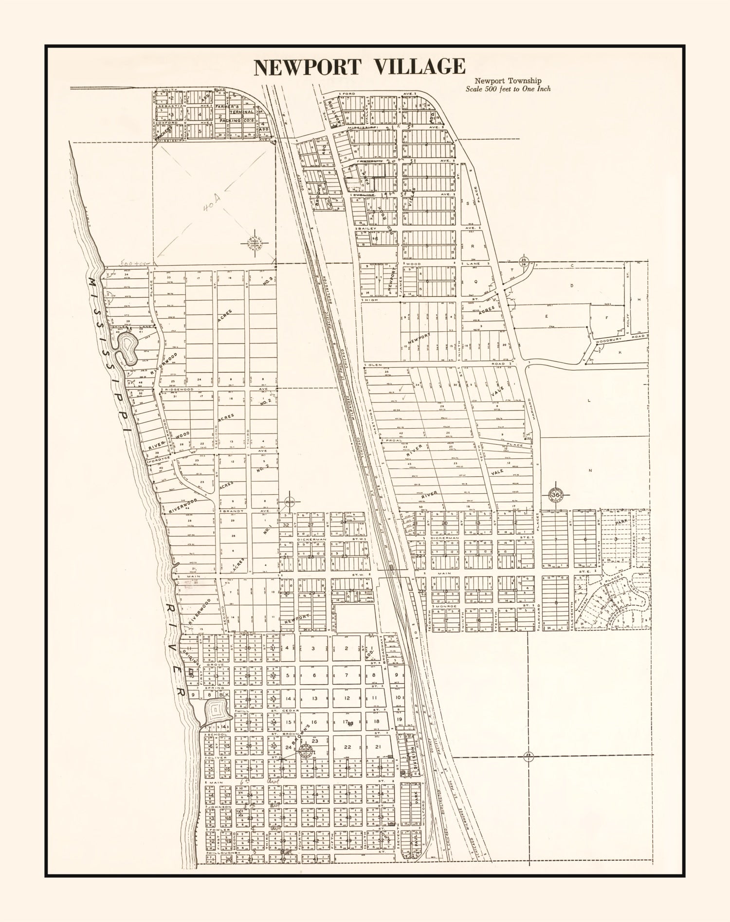Vintage Map of Newport, Minnesota 1938