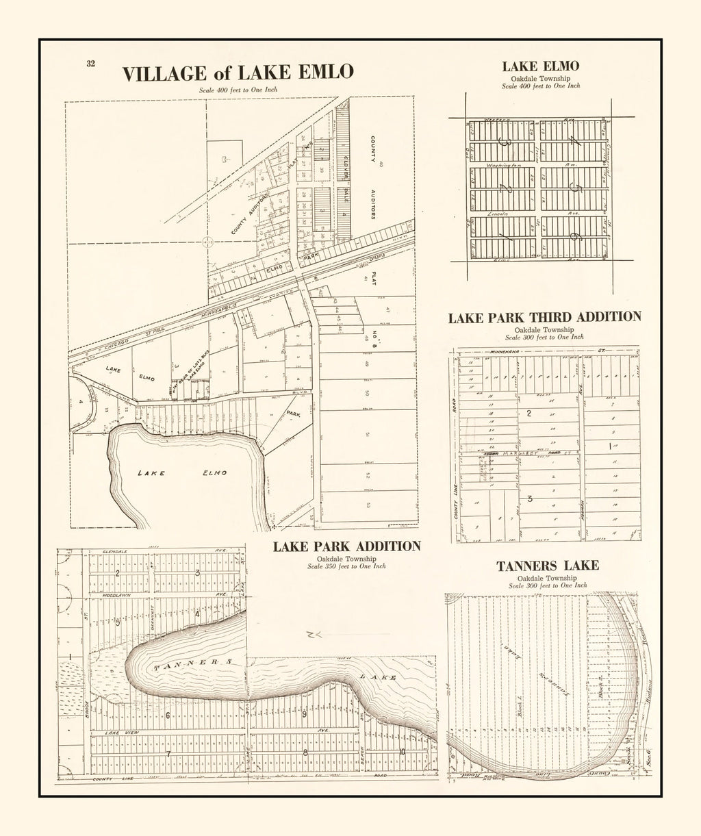 Vintage Map of Lake Emlo, Minnesota 1938