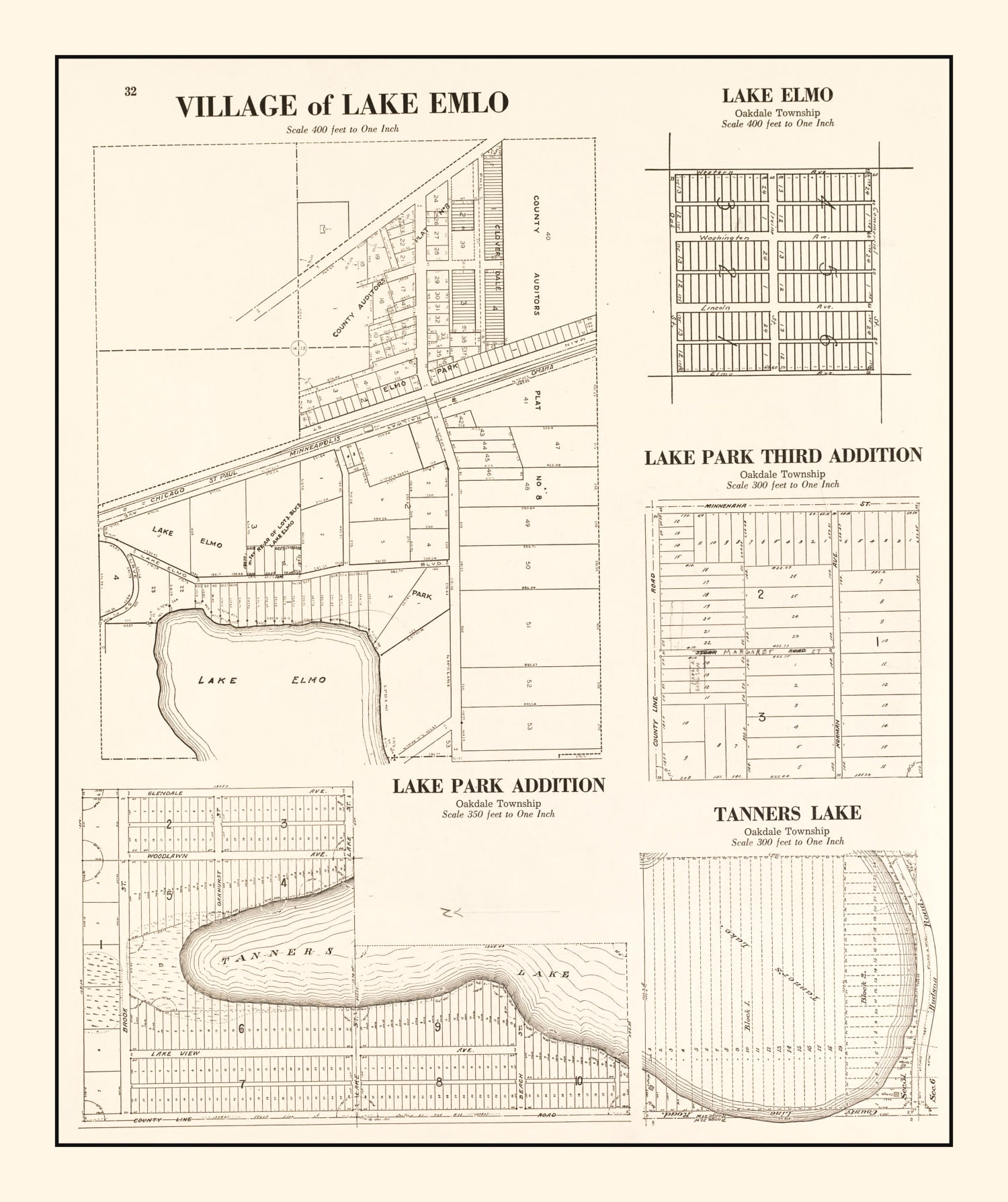 Vintage Map of Lake Emlo, Minnesota 1938