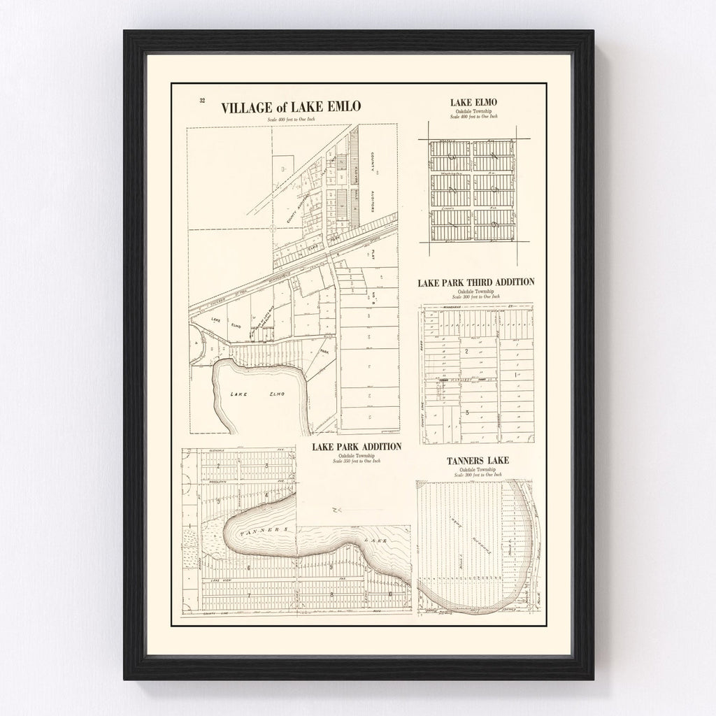 Vintage Map of Lake Emlo, Minnesota 1938