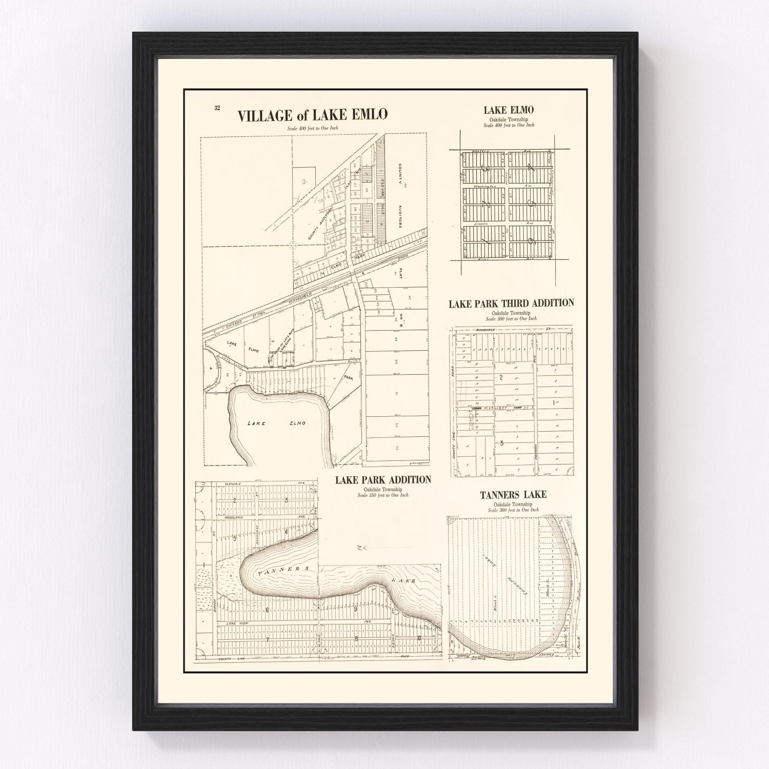 Vintage Map of Lake Emlo, Minnesota 1938