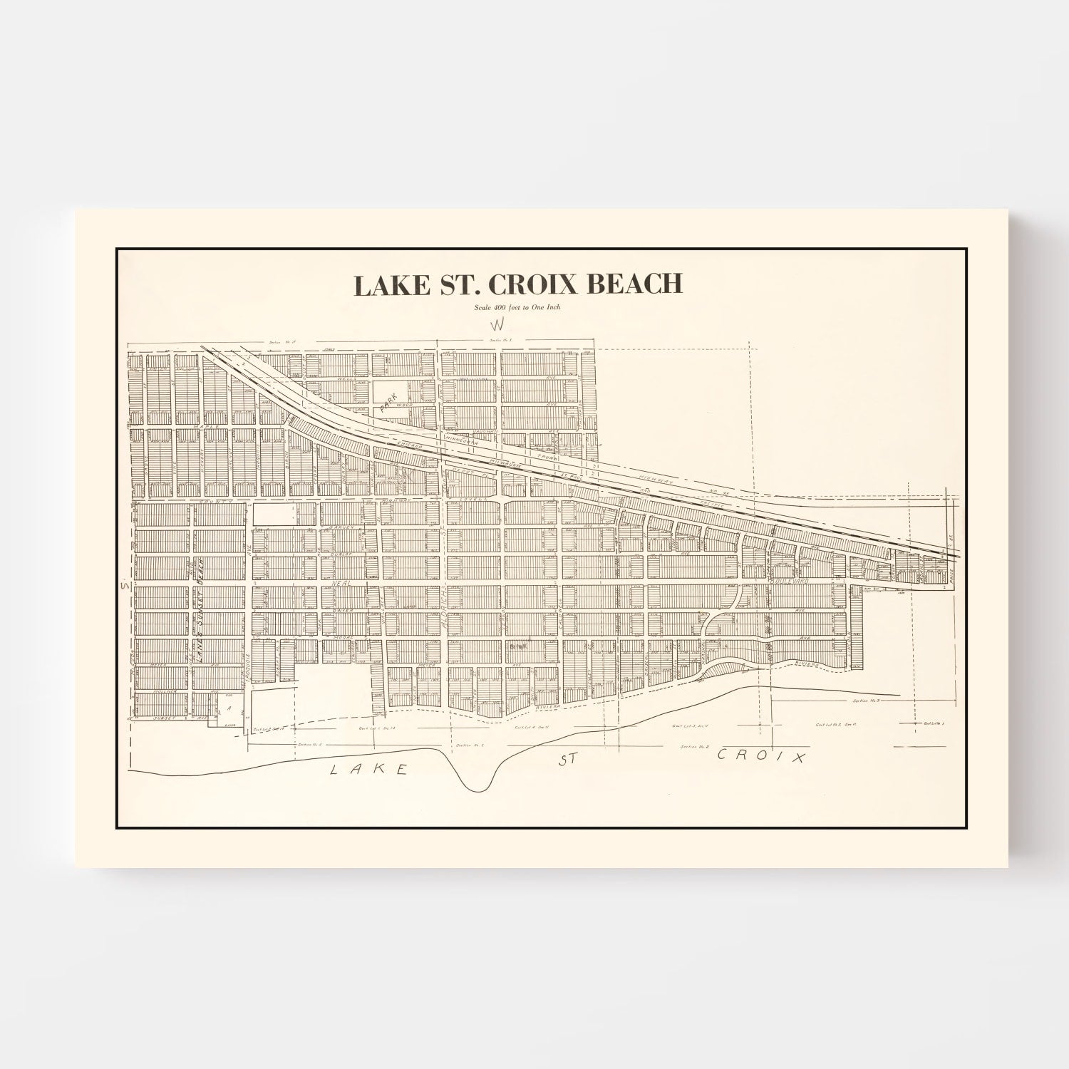 Vintage Map of Lake St Croix, Minnesota 1938
