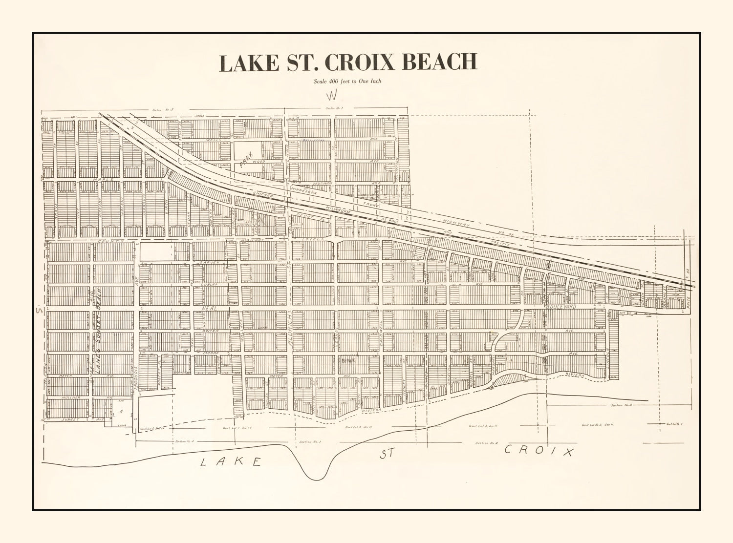 Vintage Map of Lake St Croix, Minnesota 1938