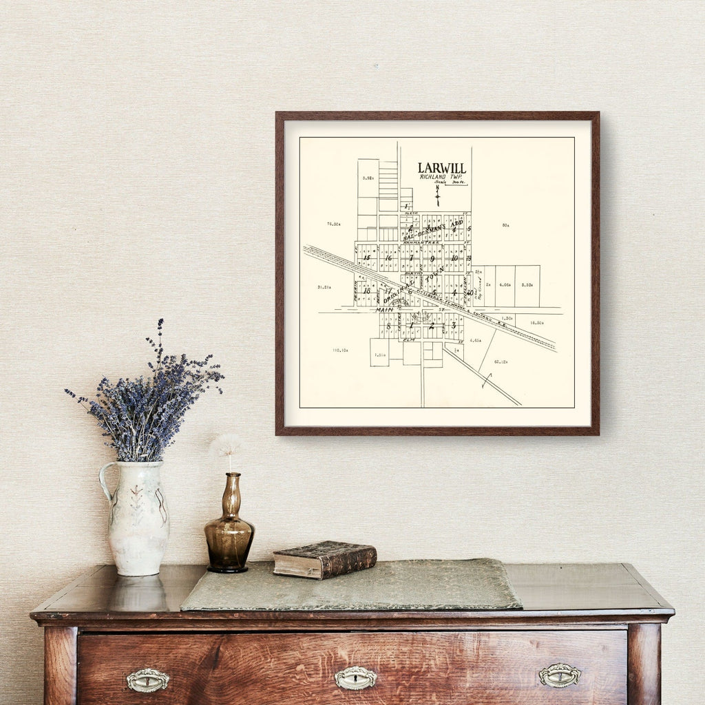 Vintage Map of Larwill, Indiana 1939