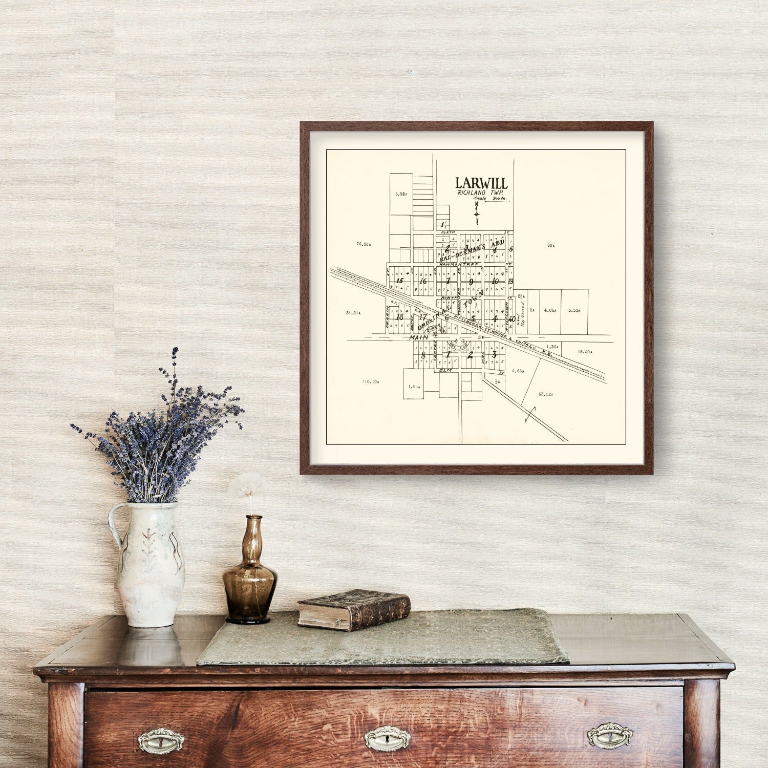 Vintage Map of Larwill, Indiana 1939