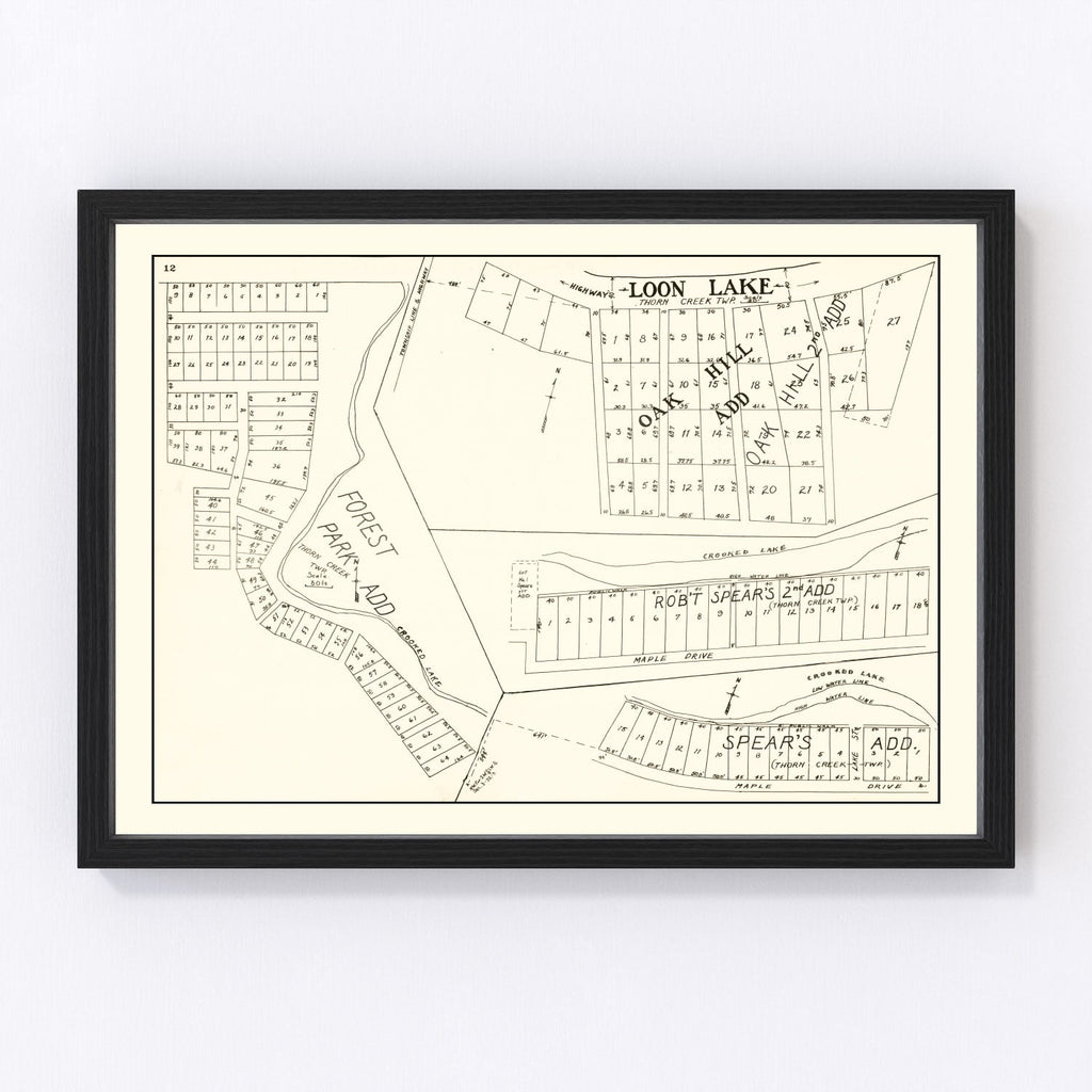 Vintage Map of Loon Lake, Indiana 1939