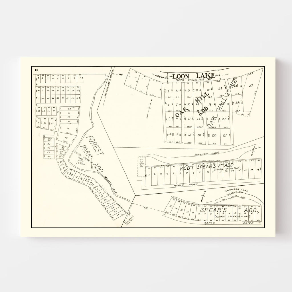 Vintage Map of Loon Lake, Indiana 1939
