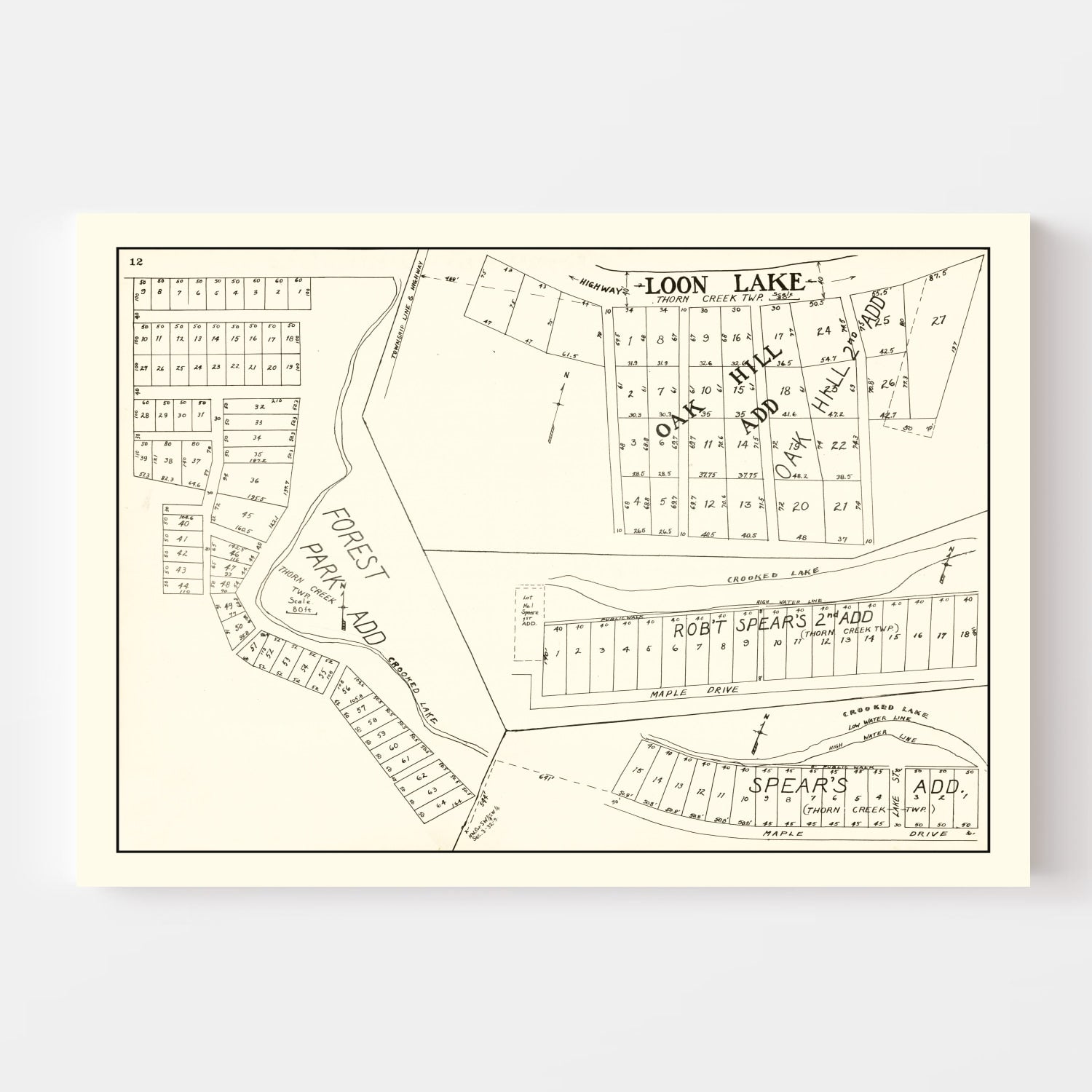 Vintage Map of Loon Lake, Indiana 1939