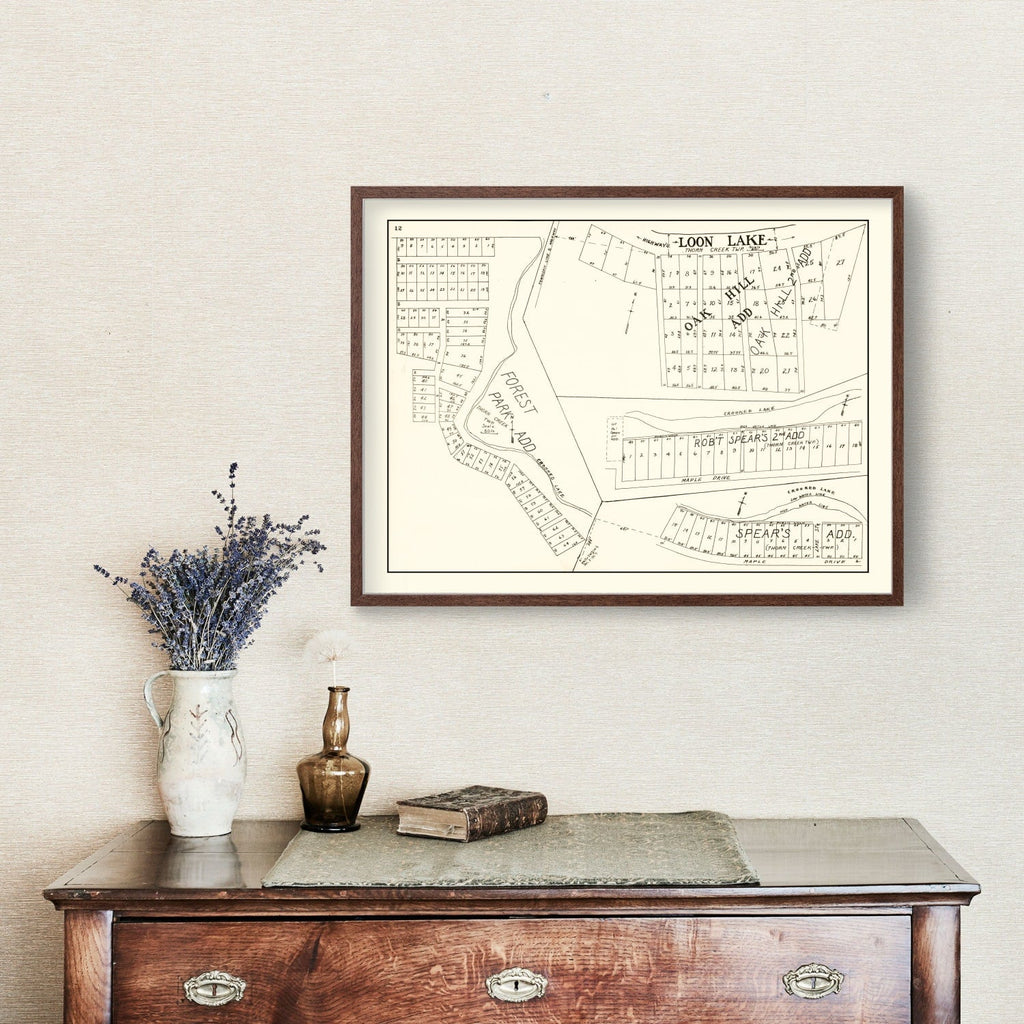 Vintage Map of Loon Lake, Indiana 1939